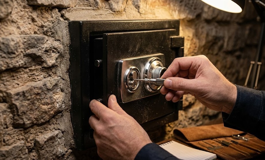Instalación técnica de escudo de seguridad en puerta por cerrajero profesional
